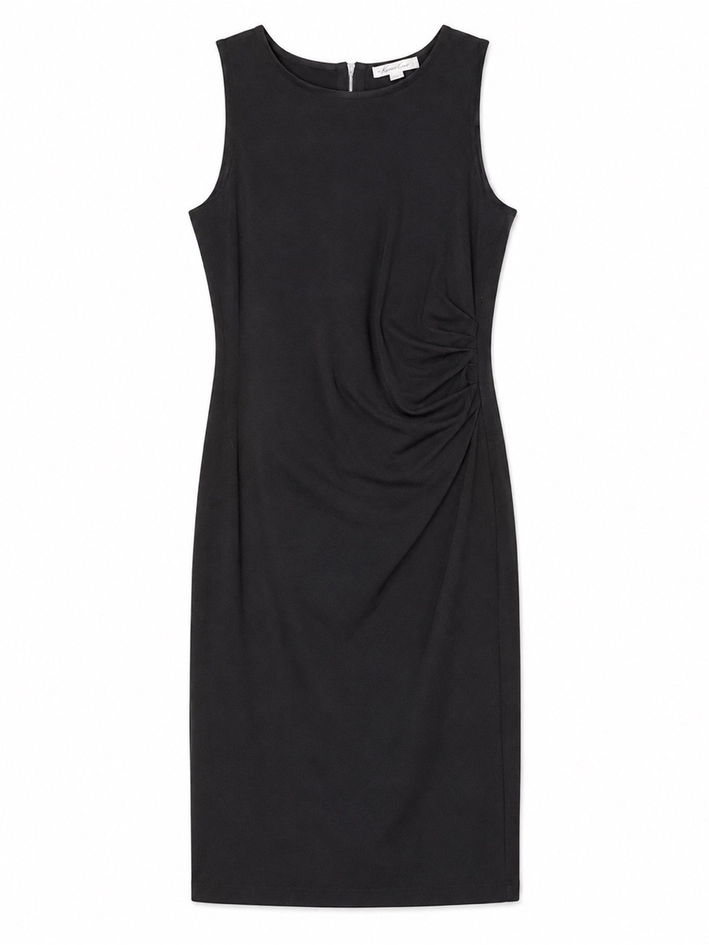 Kenneth Cole Sleeveless Black Ruched Sheath Dress